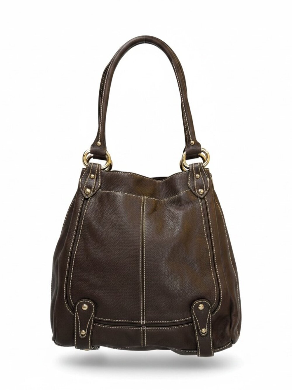 NWT Sophia Caperelli Dark Brown Leather Shoulder Hobo-Bag Double Handles